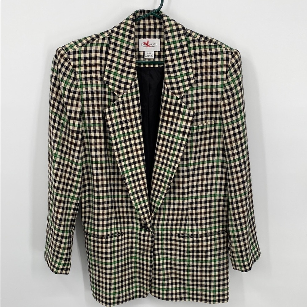 Emanuel Ungaro Plaid Blazer with Notched Lapels Vintage Size 6/40